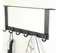 SystemsEleven Over Door Hooks Coat Hangers Over The Door Hooks Heavy Duty Door Hanger for Coats Robes Hats Clothes Towels Hanging Towel Rack Organizer (Black - 6 Hooks)