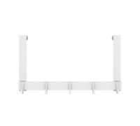 SystemsEleven Over Door Hooks Coat Hangers Over The Door Hooks Heavy Duty Door Hanger for Coats Robes Hats Clothes Towels Hanging Towel Rack Organizer (White - 5 Hooks)