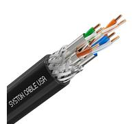 Syston Cable Cat8 Ethernet Bulk Raw Cable 2000MHz 2GHz 40GB 1000 ft Solid Bare Copper S/FTP Individual electromagnetic Tinned Copper Braid Shield 22/4 4 Pair 22 AWG CMR FT4 UTP Black Order to Cut