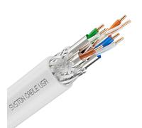 Syston Cable Cat8 Ethernet Bulk Raw Cable 2000MHz 2GHz 40GB 20 ft Solid Bare Copper S/FTP Individual electromagnetic Tinned Copper Braid Shield 22/4 4 Pair 22 AWG CMR FT4 UTP White Order to Cut