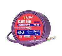 Syston Cat 6e Ethernet Network Cable - 50 FT, 600MHz 23AWG 4pr UTP Solid Bare Copper Wire Indoor/Outdoor Use, Bulk No Ends 10 Ft to 1000 Ft Available, RoHS Heat Resistant Riser Rated - CMR