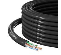 Syston Direct Burial Cat 6E Shielded Ethernet Network Cable Bulk, F/UTP 23 AWG Pure Bare Copper Outside Plant (OSP) - Rated 600 MHz, Waterproof Water Blocking Gel-filled for Outdoor Wet Location Using