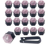 SYSUII 17 mm Car Wheel Bolt Caps, Pack of 20 Wheel Nut Caps with Removal Tool, Hexagonal Tyres, Bling Diamond Nut Covers, Wheel Bolt Caps, Wheel Bolt Protection, Cover Pink