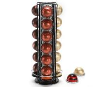 SYSYLY Coffee Capsule Holder for Vertuo Pods,Vertuoline Coffee Capsule Stand Rotating Coffee Pod Holder Rack. (Black 28 pods)