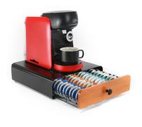 SYSYLY Coffee Capsule Holder Storage Drawer Compatible with 64 Tassimo Pods,Coffee Pod Stand,Anti-Vibration Design,Metal Frame,64 Capsules Capacity,Black.