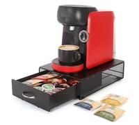 SYSYLY Coffee Capsule Storage Drawer, Metal Organizer for Coffee Pods, Tea Bags, Sugar Sticks, Black