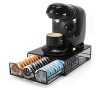 SYSYLY Compact Coffee Pod Holder Compatible with Tassimo Pods,Coffee Capsule Storage Drawer Organiser for 48 Capsules,Ideal for Small Spaces,Black.