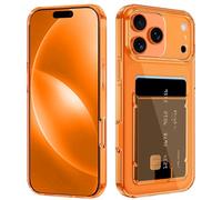Sytesy for iPhone 17 Pro Max Case with Card Holder (3 Cards), Military Grade Protection, Shockproof Heavy Duty Rugged Wallet Case for iPhone 17 Pro Max 6.9", Women & Men, Orange Clear