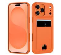 Sytesy for iPhone 17 Pro Max Case with Card Holder (3 Cards), Military Grade Protection, Shockproof Heavy Duty Rugged Wallet Case for iPhone 17 Pro Max 6.9", Women & Men, Orange