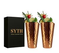 SYTH 100% Pure Copper Tumbler - 18oz Large Drinkware Glass for Cocktails, Iced Tea, Moscow Mule, Water, Ayurvedic Detox, Handcrafted Hammered Copper Cups | Luxury Gift Packaging| (2)