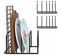 Sythrix 2-Pack Chopping Board Holder with 5 Slots, Steel Board Storage Organiser for Cutting Boards, Baking Trays and Kitchen Utensils, Non-Slip Base, Space Saver, Dimensions 18x14x8cm
