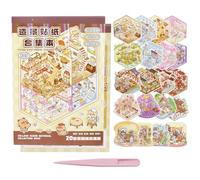 Sythrix 20 Sets DIY 3D House Stickers Kit, DIY Fun Miniature Creative Scene Sticker Book with Tweezers, Stress Relief 3D Sticker Scene Cute Cartoon Scene Sticker Book