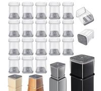 Sythrix 24 Pcs Chair Leg Floor Protectors Square, Silicone Chair Leg Caps with Felt Pads, Silicone Felt Furniture Leg Pads Caps Covers for Hardwood Floors (Grey, Medium)