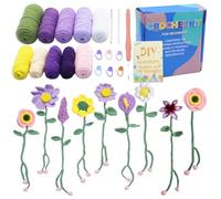 Sythrix 9PCS Flower Crochet Kit for Beginners, Mini Flower Crochet Animal Kit, Beginner Crochet Kit for Adults Crochet Starter Kit Step-by-Step Video Tutorials for Christmas Birthday (9 Flowers)