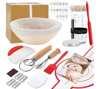 Sythrix Bread Proofing Basket Set with Sourdough Starter, 23cm Oval & Round Rattan Bannetons, Complete Baking Kit for Beginners and Bakers, Ideal for Sourdough, Baguette