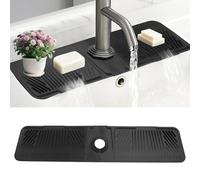 Sythrix Faucet mat for Kitchen Sink, Sink Splash Guard Folding 90°, Silicone Kitchen Sink Splash Guard, Faucet Mat for Kitchen Sink, Absorbent Faucet mat Sink Accessories (Black)