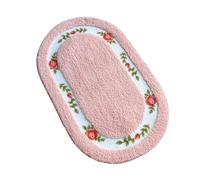 Sytian Nice Rose Flower Bathroom Rugs Bath Rugs Bath Mat Door Mat Super Soft Non Slip Absorbent (Pink, 15.7 x 23.6 Inches, Oval)