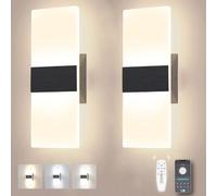 Sytmhoe 2 Pieces Living Room Bedroom Wall Sconce Black Dimmable With App And Remote Control, Bedside Wall Lamp 2700-6500K Industrial Indoor Fixture For Kitchen Corridor