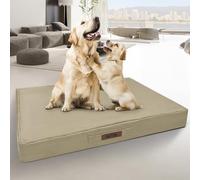 Sytopia 42-Inch Chew-Resistant Dog Bed - XL, Extra Large Waterproof & Orthopedic Pet Bed for Outdoor Use. Supports Up to 100 lbs, Machine-Washable, Great for Crates - Light Khaki