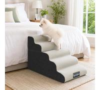 Sytopia Dog Steps 5-Step for High Beds, Non-Slip Pet Stairs for Small & Senior Dogs, High-Density Foam Dog Steps for Tall Pet Beds & Raised Furniture, Washable Cover, 40 x 83 x 58 cm,Grey