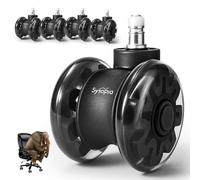 Sytopia Office Chair Castors 11 mm x 22 mm, Set of 5 Wheels for Office Chairs, Hard Floor Castors for Office Chair, Chair Castors, Replacement Floor Protection Mat