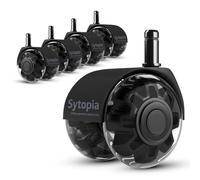 Sytopia Office Chair Castors with 10 mm x 22 mm Pen, Set of 5 Wheels for 1KEA Office Chairs, Hard Floor Castors for Chair Castors Replace Floor Protection Mat, Black