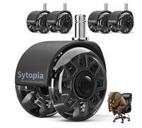 Sytopia Office Chair Wheels Replacement-2.5 Inch, Heavy Duty Caster Wheels Set of 5 for Carpet and Hardwood Floors Replace Office Chair Mat Universal Size(11x22 mm) Fits 99%-Black