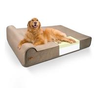 Sytopia XXL 35D Memory Foam Dog Bed, 7 Inch Thick Extra Large Orthopedic Couch for Senior Dogs Over 100 Pounds, Water Resistant and Washable Cover, Liner, Brown