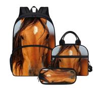 SYtrade 3D Animal Print Kid Backpack Cute Pattern Book Bag for School, Brown Horse, M, Rucksack Backpacks