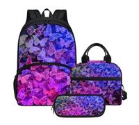 SYtrade 3D Animal Print Kid Backpack Cute Pattern Book Bag for School, Butterfly Purple, M, Rucksack Backpacks