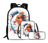 SYtrade Backpack Set for Kids School Book Bags with Lunch Box Pencil Case 3PCS, Hamster Blue Orange Graffiti, M, Rucksack Backpacks