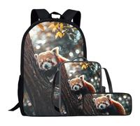 SYtrade Backpack Set for Kids School Book Bags with Lunch Box Pencil Case 3PCS, Lesser Panda Tree, M, Rucksack Backpacks