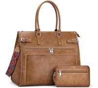 SYTRAH Laptop Tote Bag for Women, 15.6 inch Computer Purse Brown