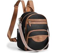 SYTRAH Small Backpack Purse for Women, Mini Daypack Cute for Travel, Black Brown, S, Small Leather Backpack for Women Travel Backpacks