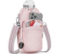 SYTRAH Water Bottle Bag Crossbody,Insulated Water Bottle Purse Crossbody Water Bottle Holder with Strap 40 oz, Sling Bag for Walking Hiking, Pink