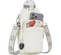 SYTRAH Water Bottle Bag Crossbody,Insulated Water Bottle Purse Crossbody Water Bottle Holder with Strap 40 oz, Sling Bag for Walking Hiking, White