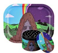 Sytranrein Grinder Set,50mm Herb Grinder with Rolling Tray,Metal Grinder Gift Set (Gorilla Drawing)