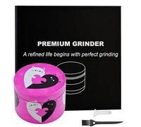 Sytranrein Herb Grinder - 4 Piece Grinder with Magnetic Top, Shark Teeth & Pollen Catcher -50mm Metal Grinder for Dry Herbs & Spices (Love Cat)