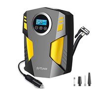 SYTUNG Digital Tyre Inflator, Portable Air Compressor Car Tyre Pump with 3 Nozzle Adaptors and Digital LED Light, 12V Rapid Tyre Inflator Air Compressor for Car Tires and Other Inflatables