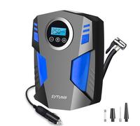 SYTUNG Digital Tyre Inflator, Portable Air Compressor Car Tyre Pump with 3 Nozzle Adaptors and Digital LED Light, 12V Rapid Electric Car Tyre Inflator Air Pump for Car Tires and Other Inflatables