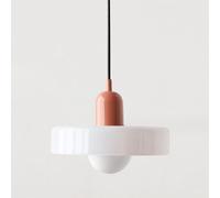 SYUFRE Mid Century Pendant Lamp Colorful Ceiling Pendant Light with Glass Shade Vintage Pendant Lighting Iron and Glass Pendant Light Fixtures for Bedroom Living Room Kitchen Hallway (Color : I, Siz