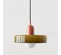 SYUFRE Mid Century Pendant Lamp Colorful Ceiling Pendant Light with Glass Shade Vintage Pendant Lighting Iron and Glass Pendant Light Fixtures for Bedroom Living Room Kitchen Hallway (Color : F, Siz