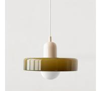 SYUFRE Mid Century Pendant Lamp Colorful Ceiling Pendant Light with Glass Shade Vintage Pendant Lighting Iron and Glass Pendant Light Fixtures for Bedroom Living Room Kitchen Hallway (Color : G, Siz