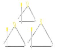SYUTBOU 3 Pieces Triangle Musical Instrument, Triangle Percussion 4 Inch 5 Inch 6 Inch Triangle Instrument with Beater, Musical Triangle Instrument, Triangle with Beater, Silver