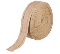 SYUTBOU 7 cm x 30 m Jute Webbing, Natural Colours with Red Stripes, Webbing 70 mm Wide, Decorative Strap for Crafts and Home Textiles