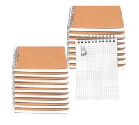 SYUTBOU Pack of 18 A6 Squared Notepad, 80 Sheets Notebook, 14.5 x 10.2 cm, Brown Kraft Paper Spiral Notepad, Ring Binder for Office, Home
