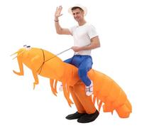 Syutokul Inflatable Halloween Costumes, Adult Shrimp Costume One Size Ride-On Shrimp Design Tear-Resistant 190T Polyester Fits Most Adults for Halloween/Christmas