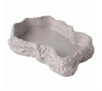 Syutokul Reptile Water Dish 600ml Tortoise Food Bowl Natural Rock Texture Reptile Bowl, White, 8.9" X 6.50" X 1.77".