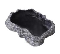 Syutokul Reptile Water Dish, 600ml Tortoise Water Bowl with Natural Rock Texture for Amphibians & Reptiles, Black, 8.9x6.50x1.77 Inch.