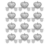 SYUULCOI 12PCS Wedding Candy Box Plastic Romantic Heart Shaped Valentines Day Gift Box for Birthday Party (Silver)